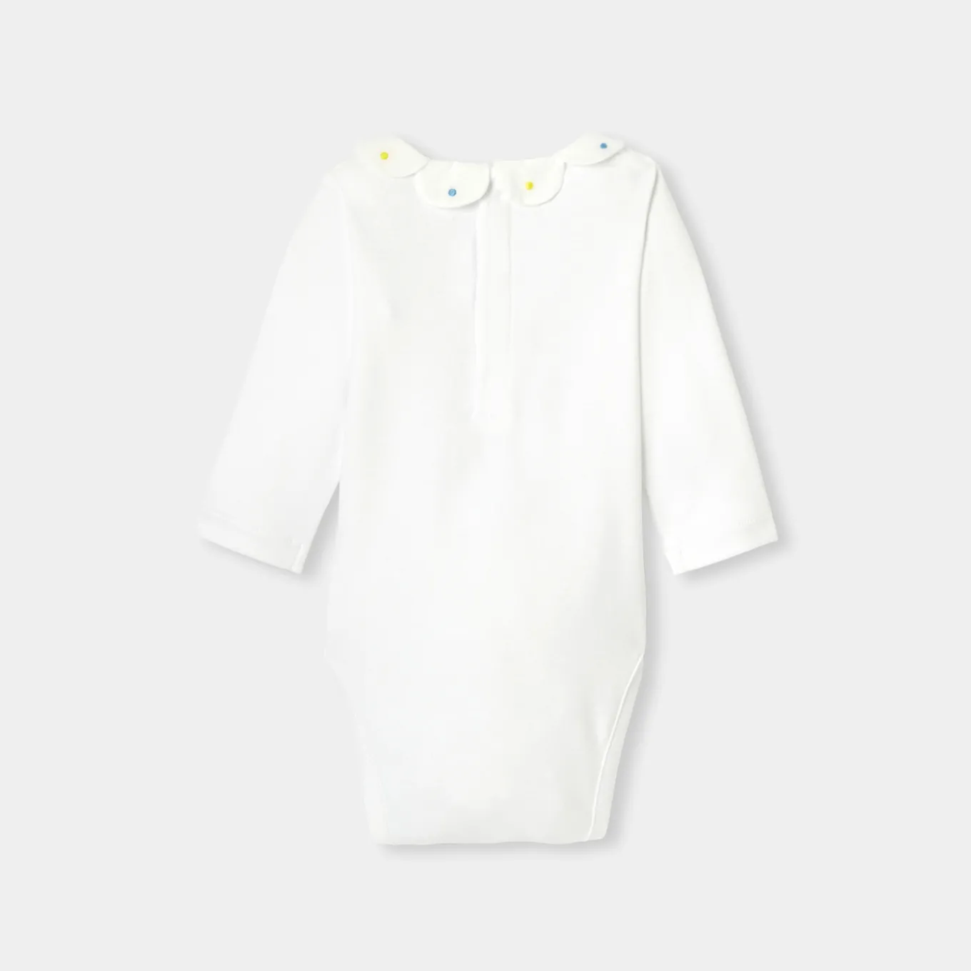 Baby girl bodysuit with petal collar