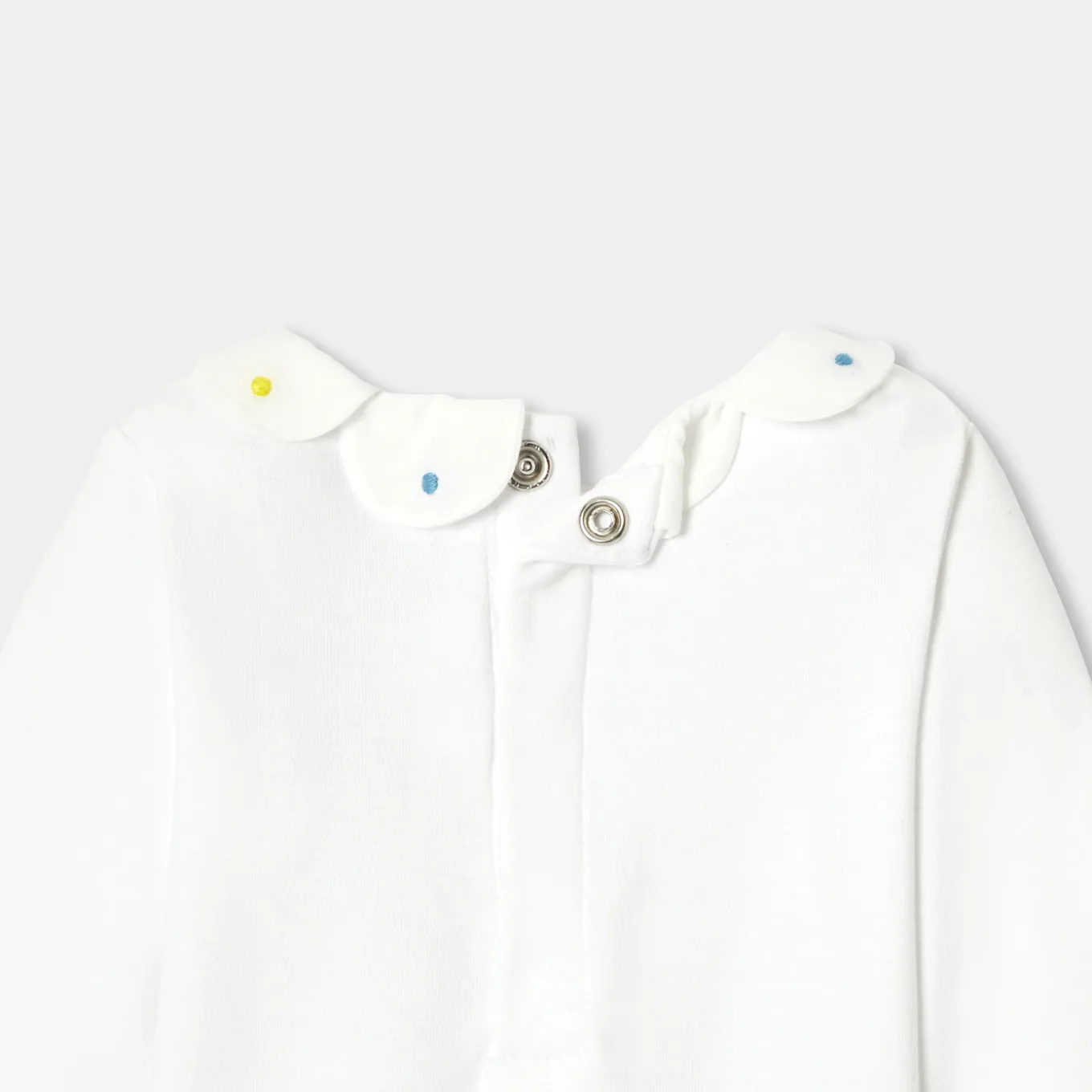 Baby girl bodysuit with petal collar