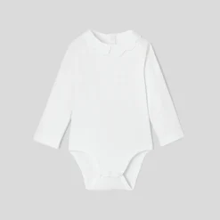 Baby girl bodysuit with scalloped collar