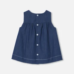 Baby girl pinafore dress in lightweight denim