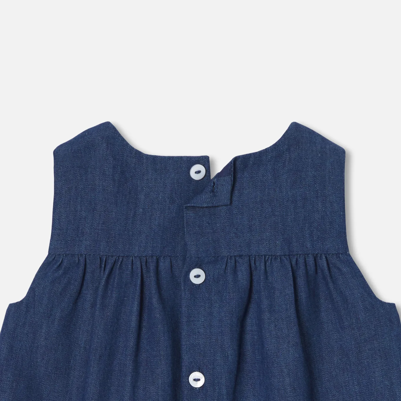 Baby girl pinafore dress in lightweight denim
