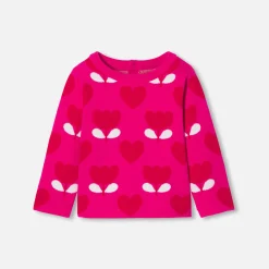 Baby girl sweater in jacquard knit