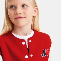 Girl knitted varsity jacket