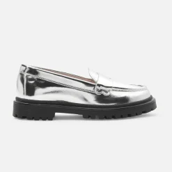 Girl moccasins in glazed leather