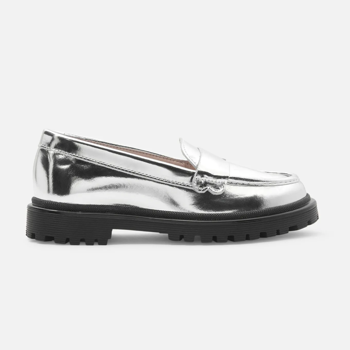 Girl moccasins in glazed leather