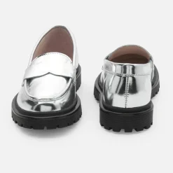 Girl moccasins in glazed leather