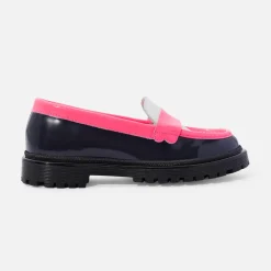 Girl moccasins in glazed leather