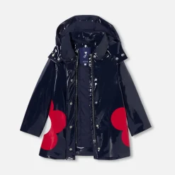 Girl patent raincoat